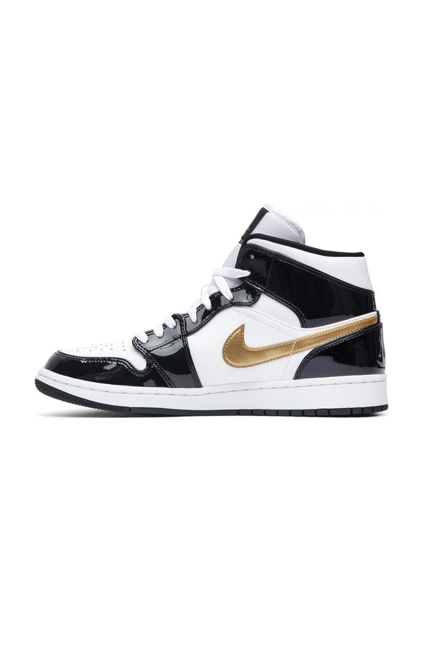 Jordan 1 mid patent black gold