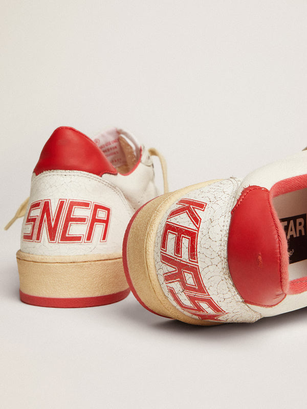 Sneakers golden goose bianche rosse in pelle con stella GGDB e talloncino rosso