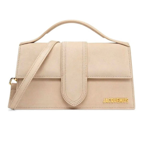 Borsa a Mano Jacquemus Le Grand Bambino Beige in Camoscio con Tracolla Regolabile
