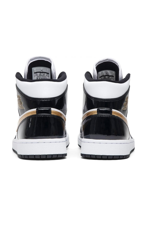 Jordan 1 mid patent black gold