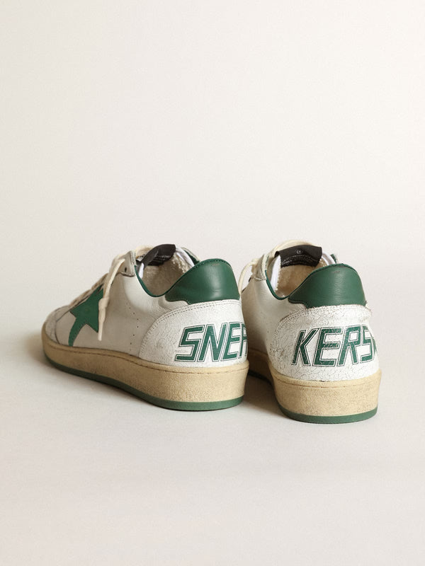 Sneakers golden goose bianche verdi in pelle con stella GGDB e talloncino verde