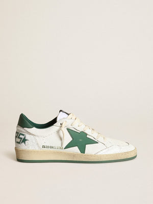 Sneakers golden goose bianche verdi in pelle con stella GGDB e talloncino verde