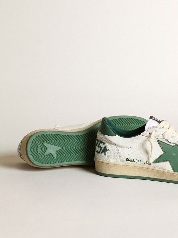 Sneakers golden goose bianche verdi in pelle con stella GGDB e talloncino verde