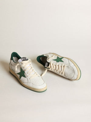 Sneakers golden goose bianche verdi in pelle con stella GGDB e talloncino verde