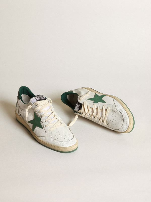 Sneakers golden goose bianche verdi in pelle con stella GGDB e talloncino verde