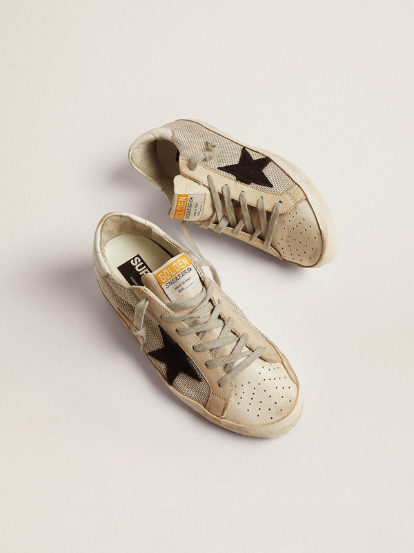 Sneaker Basse Golden Goose Super Star Beige in tela e stella nera